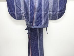 縞に抽象模様二部式小紋着物